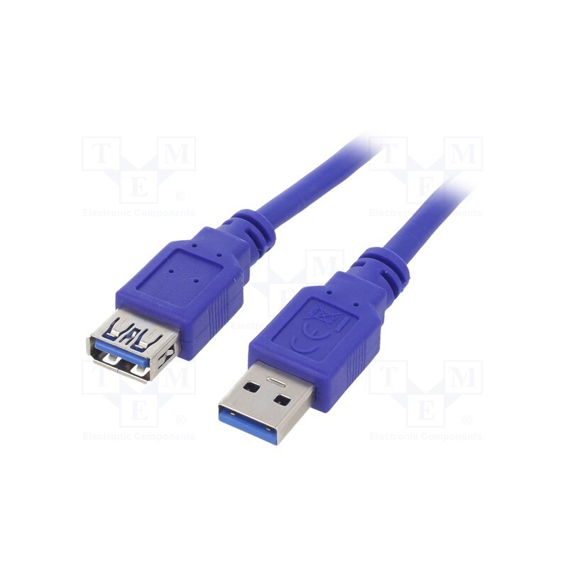 1 pcs x GEMBIRD - CCP-USB3-AMAF-10 - Cable, USB 3.0, USB A socket,USB A plug, 3m, blue, PVC, Cablexpert