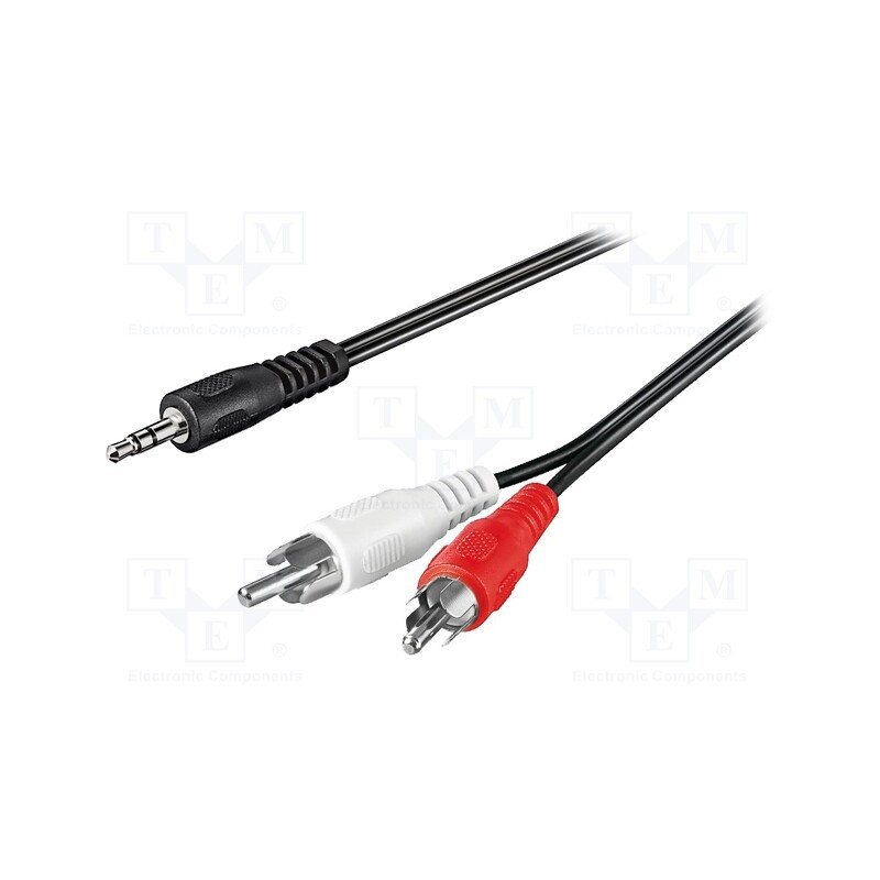 1 pcs x Goobay - 51651 - Cable, Jack 3.5mm 3pin plug,RCA plug x2, 5m, black