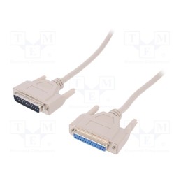 1 pcs x DIGITUS - AK-610201-050-E - Cable, D-Sub 25pin socket,D-Sub 25pin plug, 5m, beige, Core: Cu