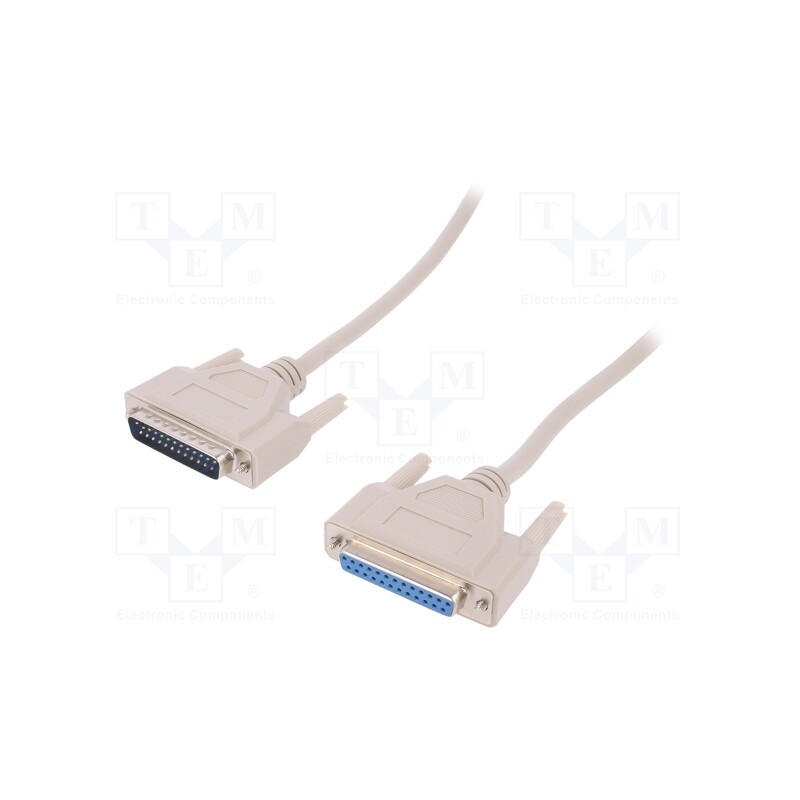 1 pcs x DIGITUS - AK-610201-050-E - Cable, D-Sub 25pin socket,D-Sub 25pin plug, 5m, beige, Core: Cu
