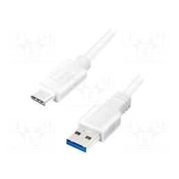 1 pcs x LOGILINK - CU0175 - Cable, USB 3.2, USB A plug,USB C plug, 1.5m, white, 5Gbps, 15W, 3A