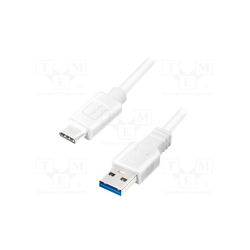 1 pcs x LOGILINK - CU0175 - Cable, USB 3.2, USB A plug,USB C plug, 1.5m, white, 5Gbps, 15W, 3A
