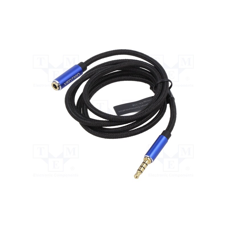 1 pcs x VENTION - BHCLH - Cable, Jack 3.5mm 4pin socket,Jack 3,5mm 4pin plug, 2m, black