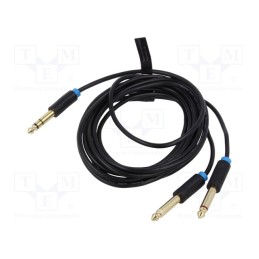 1 pcs x VENTION - BATBF - Cable, Jack 6.3mm 2pin plug x2,Jack 6,3mm 3pin plug, 1m, black