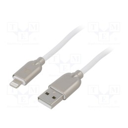 1 pcs x GEMBIRD - CC-USB2R-AMLM-2M-W - Cable, USB 2.0, Apple Lightning plug,USB A plug, 2m, white