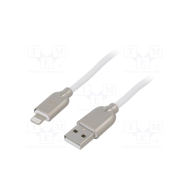 1 pcs x GEMBIRD - CC-USB2R-AMLM-2M-W - Cable, USB 2.0, Apple Lightning plug,USB A plug, 2m, white
