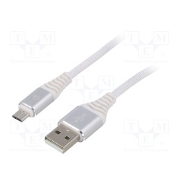 1 pcs x GEMBIRD - CC-USB2B-AMMBM-2M-BW2 - Cable, USB 2.0, USB A plug,USB B micro plug, gold-plated, 2m