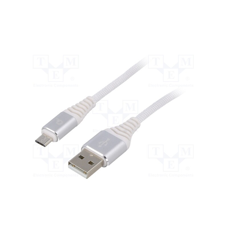 1 pcs x GEMBIRD - CC-USB2B-AMMBM-2M-BW2 - Cable, USB 2.0, USB A plug,USB B micro plug, gold-plated, 2m