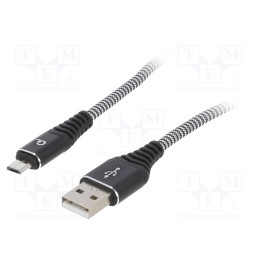 1 pcs x GEMBIRD - CC-USB2B-AMMBM-2M-BW - Cable, USB 2.0, USB A plug,USB B micro plug, gold-plated, 2m