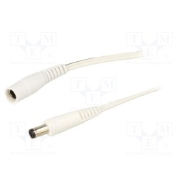 1 pcs x WEST POL - P25-C25-T050-200WH - Cable, 2x0.5mm2, DC 5,5/2,5 plug,DC 5,5/2,5 socket, straight