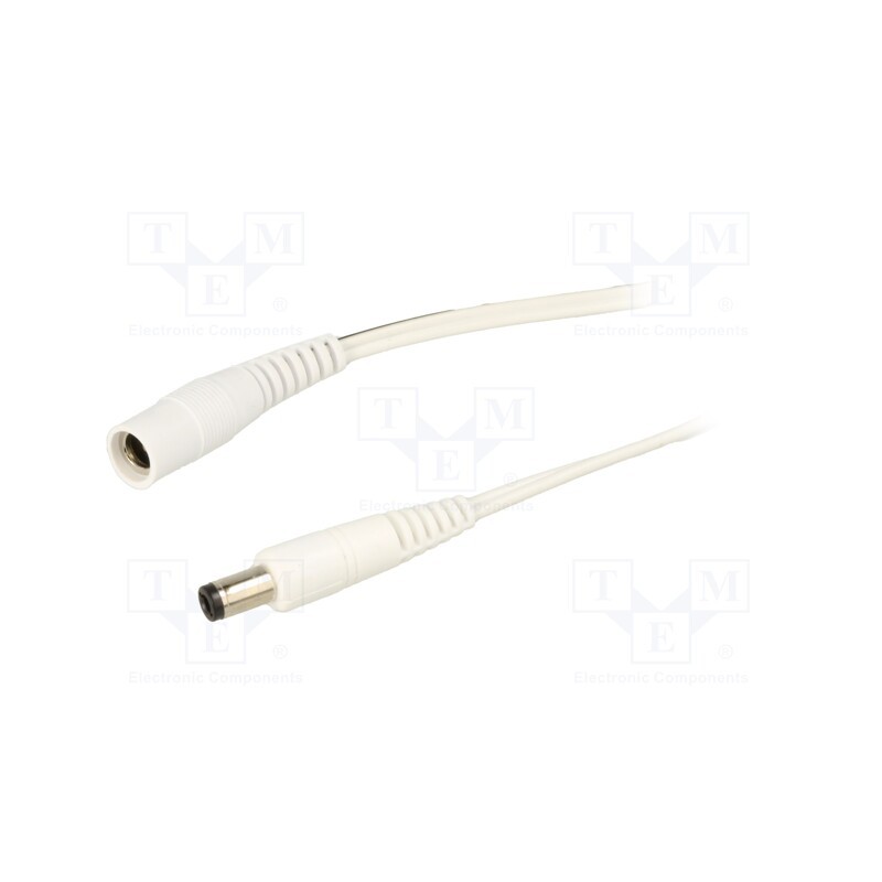 1 pcs x WEST POL - P25-C25-T050-200WH - Cable, 2x0.5mm2, DC 5,5/2,5 plug,DC 5,5/2,5 socket, straight