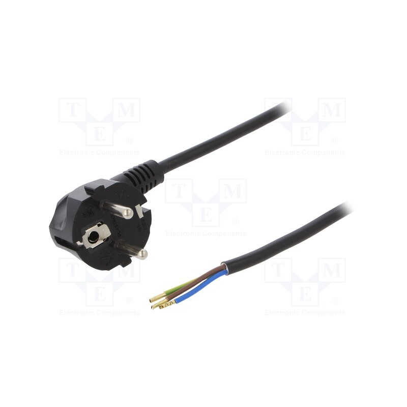 1 pcs x PLASTROL - W-97172 - Cable, 3G1mm2, CEE 7/7 (E/F) plug angled,wires,SCHUKO plug, PVC