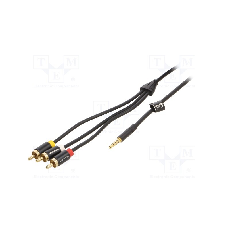 1 pcs x VENTION - VAB-R07-B200 - Cable, Jack 3.5mm plug,RCA plug x3, 2m, Plating: gold-plated