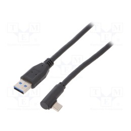 1 pcs x Goobay - 66501 - Cable, USB 3.0, USB A plug,USB C angled plug, 1m, black, Core: Cu