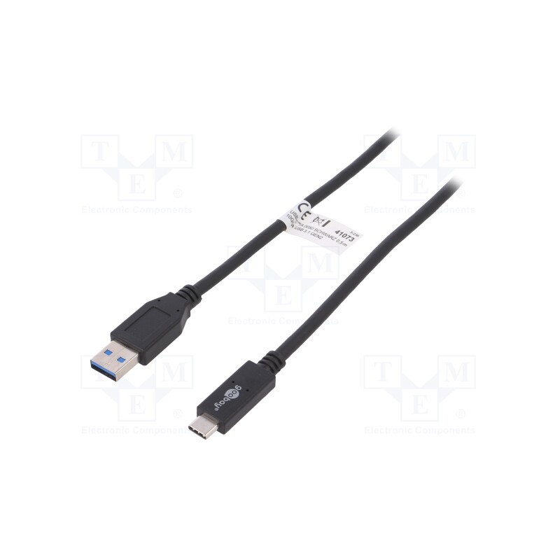 1 pcs x Goobay - 41073 - Cable, USB 3.1, USB A plug,USB C plug, 0.5m, black, 10Gbps