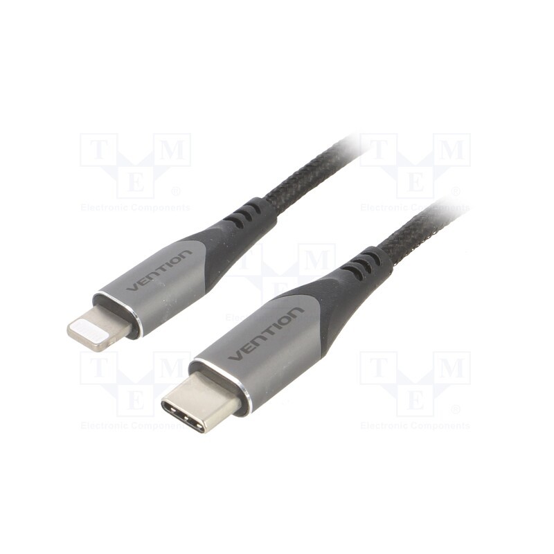 1 pcs x VENTION - TACHG - Cable, USB 2.0, Apple Lightning plug,USB C plug, 1.5m, black