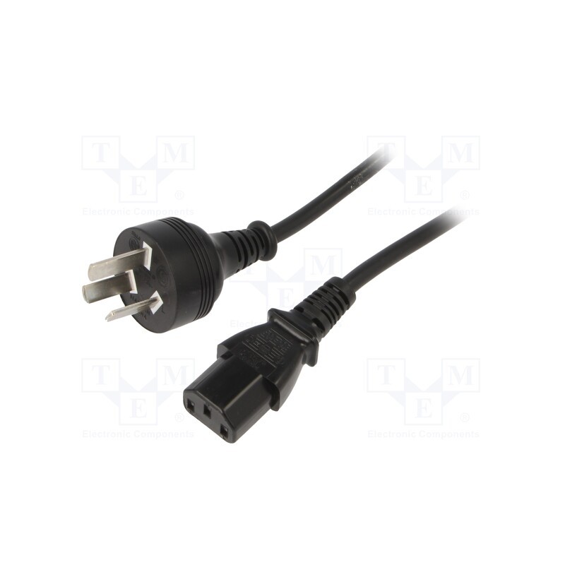 1 pcs x SUNNY - C13AG18 - Cable, 3G0.75mm2, IEC C13 female,IRAM 2073 plug, PVC, 1.8m, black