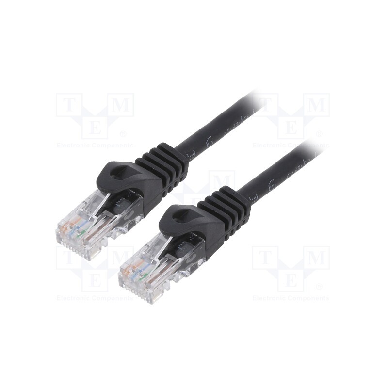 1 pcs x GEMBIRD - PP6U-5M/BK - Patch cord, U/UTP, 6, stranded, CCA, PVC, black, 5m, 26AWG