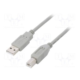 1 pcs x QOLTEC - 50392 - Cable, USB 2.0, USB A plug,USB B plug, 5m, grey
