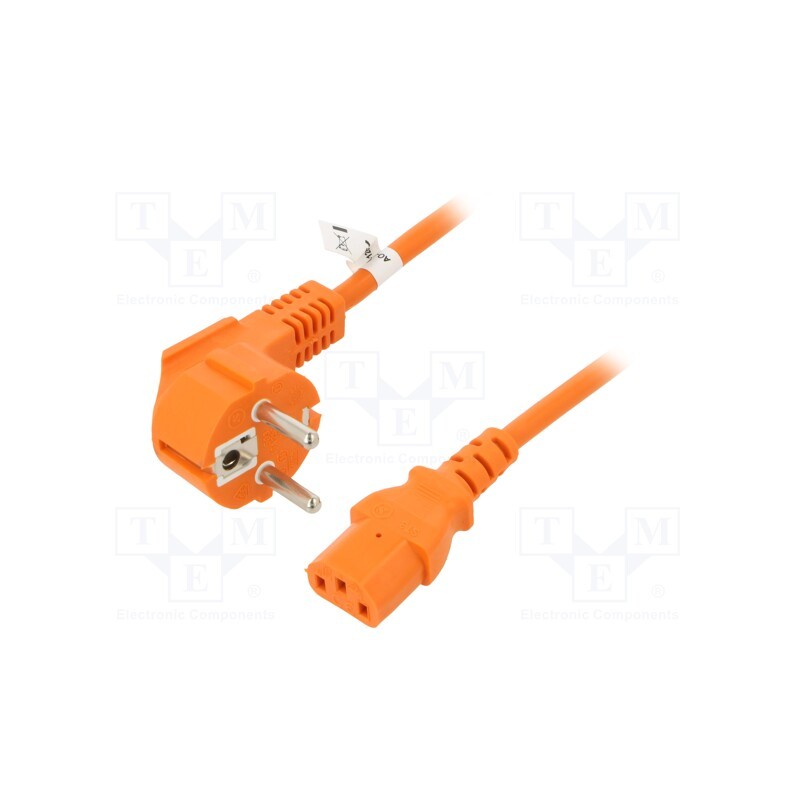 1 pcs x Goobay - 95289 - Cable, CEE 7/7 (E/F) plug angled,IEC C13 female, PVC, 3m, orange