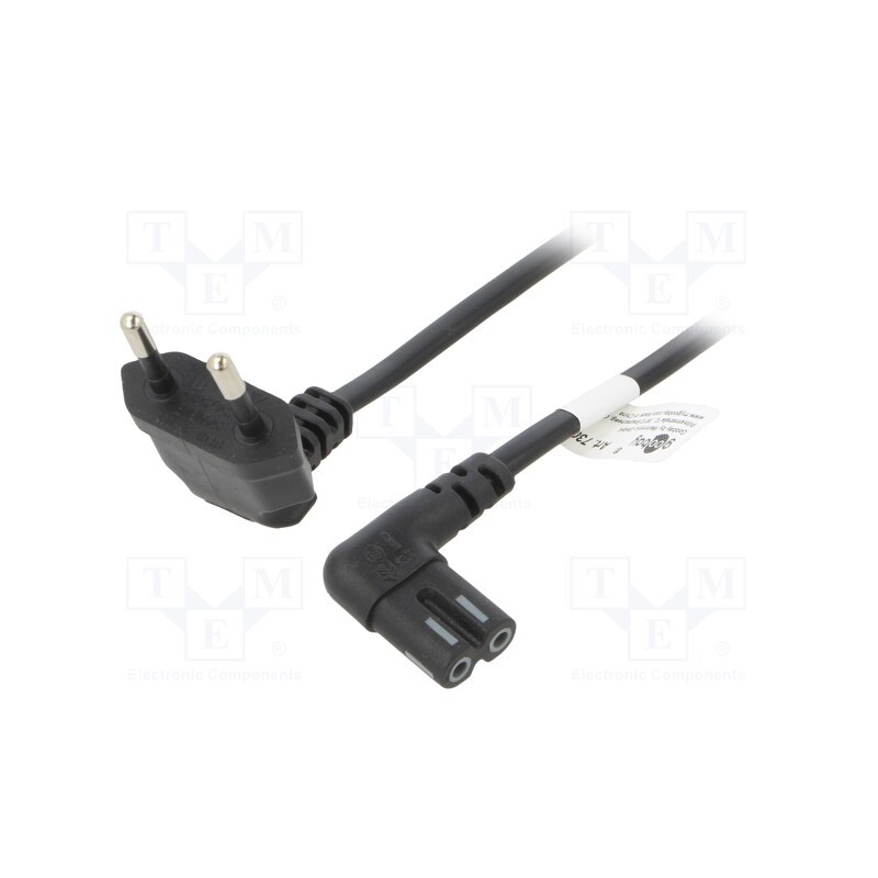 1 pcs x Goobay - 73017 - Cable, CEE 7/16 (C) plug angled,IEC C7 female angled, PVC, 1m