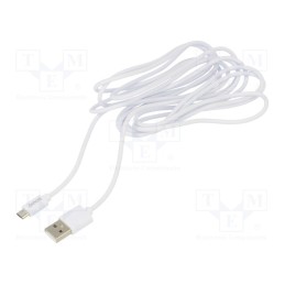 1 pcs x SAVIO - SAVKABELCL-167 - Cable, USB 2.0, USB A plug,USB B micro plug, 3m, white, 480Mbps