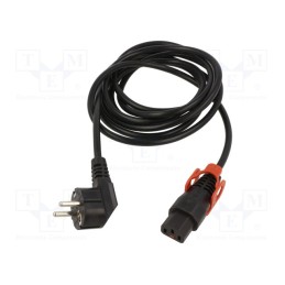 1 pcs x SCHAFFNER - IL13P-EU1-H05-3100-100 - Cable, CEE 7/7 (E/F) plug angled,IEC C13 female, 1m, black, 10A