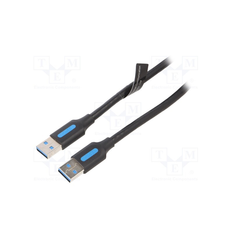 1 pcs x VENTION - CONBI - Cable, USB 3.0, USB A plug,both sides, nickel plated, 3m, black