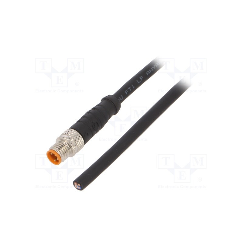 1 pcs x LUTRONIC - 0810 04 002 5M - Connection lead, M8, PIN: 4, straight, 5m, plug, 50VAC, 4A, -25÷80°C