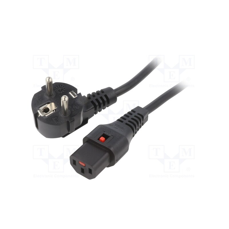 1 pcs x SCHAFFNER - IL13-EU1-H05-3100-300 - Cable, CEE 7/7 (E/F) plug angled,IEC C13 female, 3m, black, 10A
