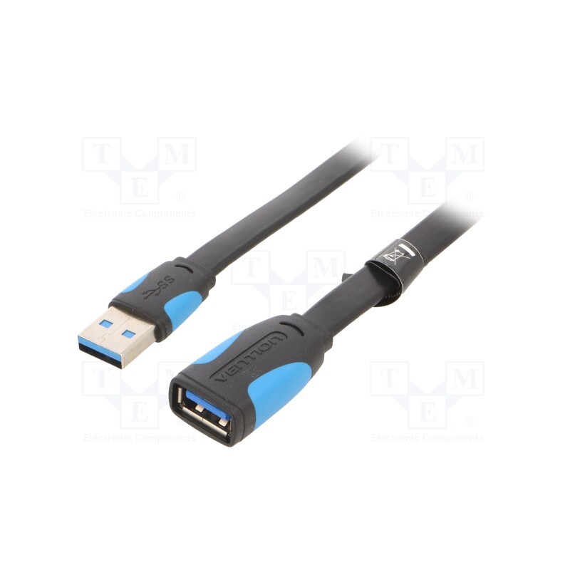 1 pcs x VENTION - VAS-A13-B200 - Cable, USB 3.0, USB A socket,USB A plug, tinned, 2m, black-white
