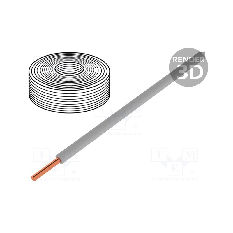1 rol x DONAU ELEKTRONIK - 105-9 - Wire, 0.2mm2, solid, Cu, PVC, grey, 60V, 10m, 1x0.2mm2