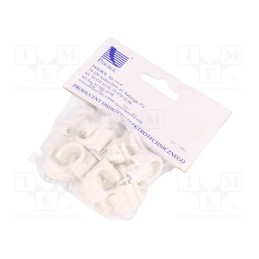 1 pcg x PAWBOL - H.7017A -25 -AS - Holder, white, on round cable, 25pcs, with a nail, 14mm