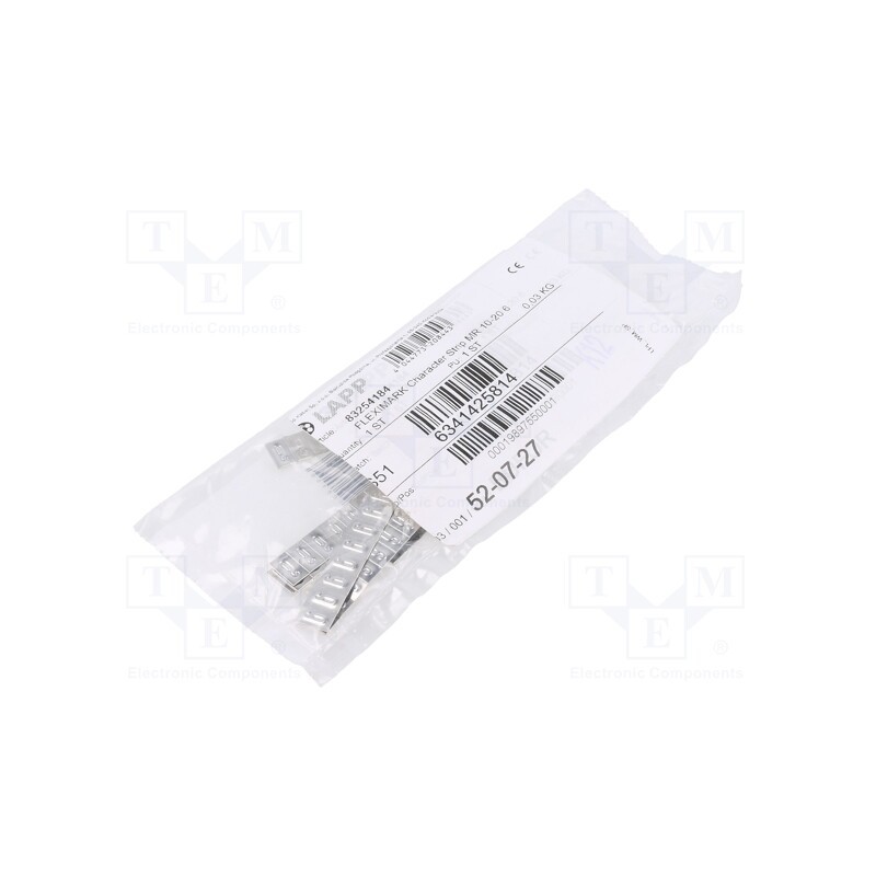 1 pcg x LAPP - 83254184 - Markers, Marking: 6, stainless steel, -80÷500°C, slide, 200pcs.