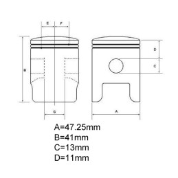 Piston 70cm3 r 1chopper king los jolly kinroad