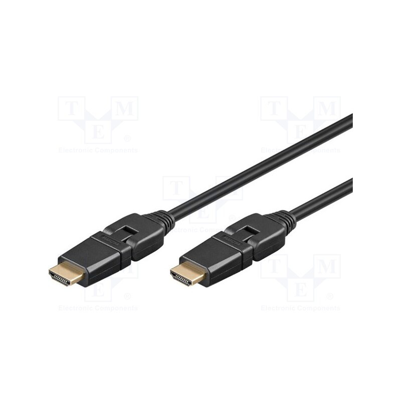 1 pcs x Goobay - 31890 - Cable, HDMI 1.4, HDMI plug movable ±90°,both sides, 5m, black