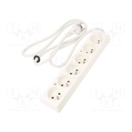 1 pcs x PLASTROL - T-97469 - Extension lead, 3x1.5mm2, Sockets: 6, white, 1.5m, 16A
