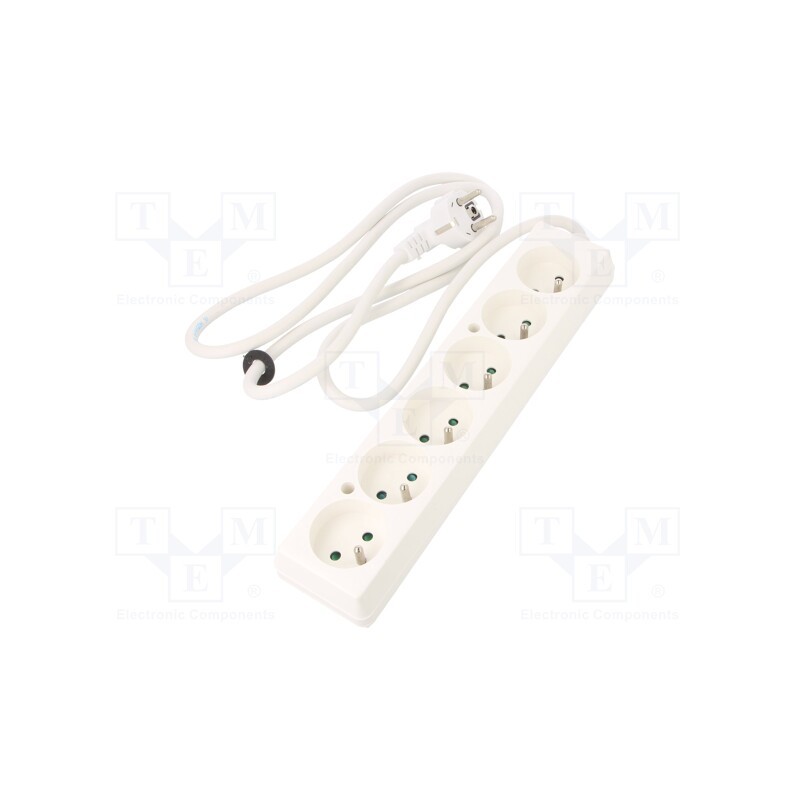 1 pcs x PLASTROL - T-97469 - Extension lead, 3x1.5mm2, Sockets: 6, white, 1.5m, 16A