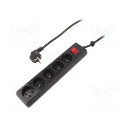1 pcs x PLASTROL - T-97407 - Extension lead, 3x1.5mm2, Sockets: 5, black, 10m, 16A