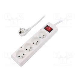 1 pcs x PLASTROL - T-97329 - Extension lead, 3x1.5mm2, Sockets: 4, white, 10m, 16A