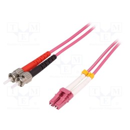 1 pcs x LOGILINK - FP4LT15 - Fiber patch cord, OM4, LC/UPC,ST/UPC, 15m, LSZH, pink, Øcable: 2mm
