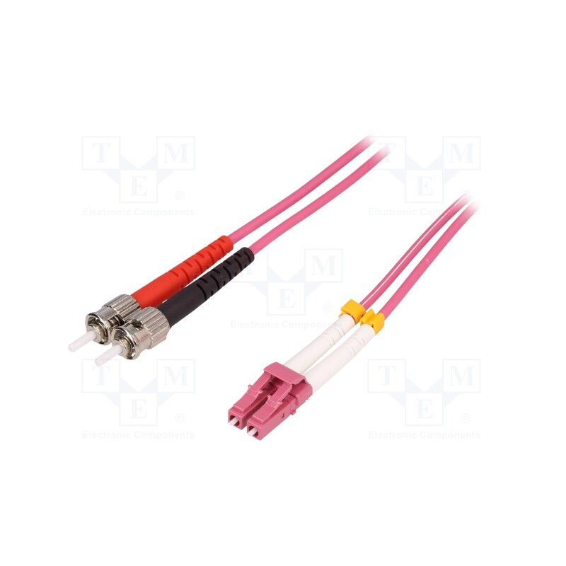 1 pcs x LOGILINK - FP4LT15 - Fiber patch cord, OM4, LC/UPC,ST/UPC, 15m, LSZH, pink, Øcable: 2mm