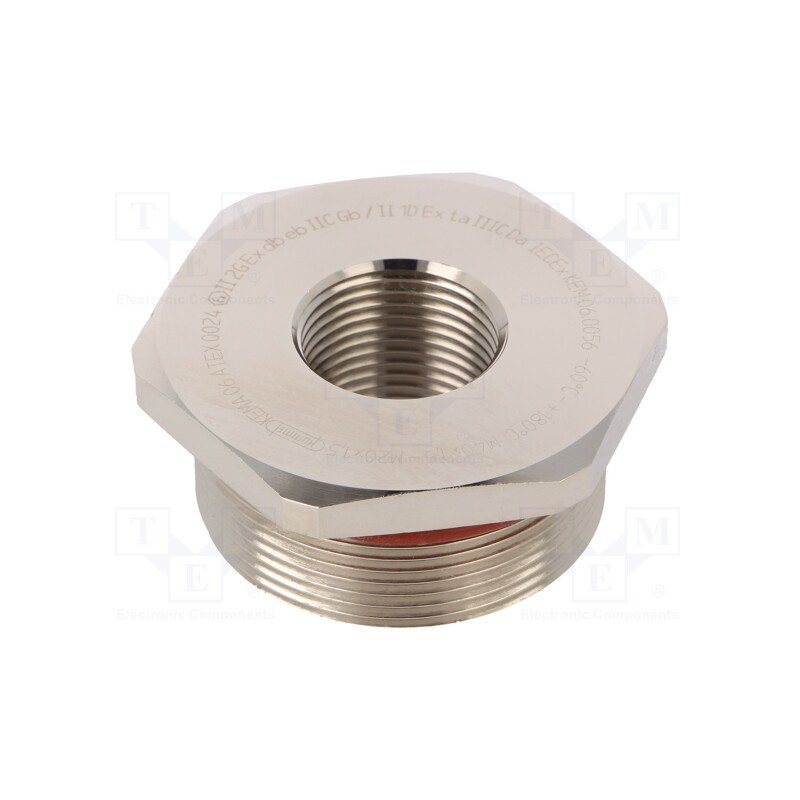 1 pcs x HUMMEL - 1.879.4020.50 - Reduction of threads for glands, Int.thread: M20, brass, nickel