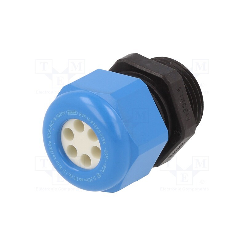 1 pcs x HUMMEL - 1.581.2001.52 - Cable gland, multi-hole, M20, 1.5, IP68, polyamide, black-blue
