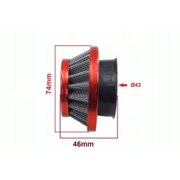 Mini cross conical air filter 42mm red