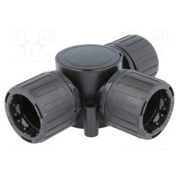 1 pcs x HELLERMANNTYTON - 166-24803 - T-connector, polyamide, HelaGuard, -50÷135°C, IP66, black, UL94V-2