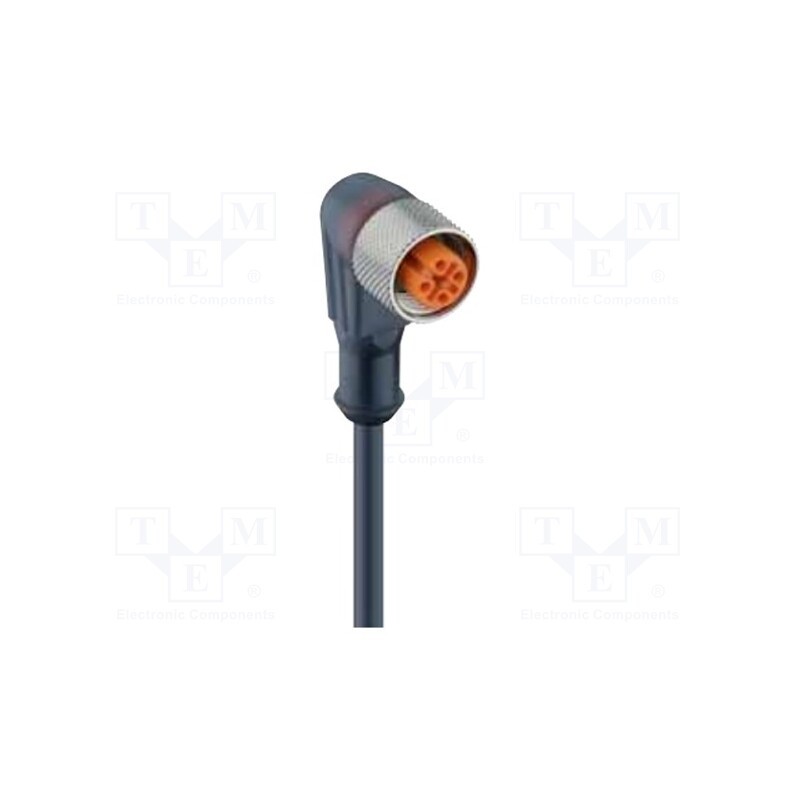 1 pcs x LUMBERG AUTOMATION - RKWT/LED P 4-225/5 M - Connection lead, M12, PIN: 4, angled, 2m, plug, 30VAC, 4A, -25÷80°C