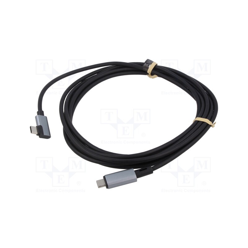 1 pcs x LOGILINK - CU0184 - Cable, USB 2.0, USB C plug,USB C angled plug, 3m, black, 480Mbps