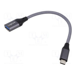 1 pcs x LOGILINK - CU0106 - Cable, OTG,USB 3.2, USB A socket,USB C plug, 150mm, grey, 15W, 3A