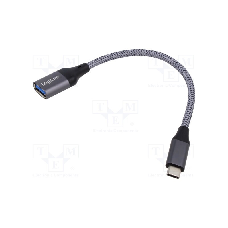 1 pcs x LOGILINK - CU0106 - Cable, OTG,USB 3.2, USB A socket,USB C plug, 150mm, grey, 15W, 3A